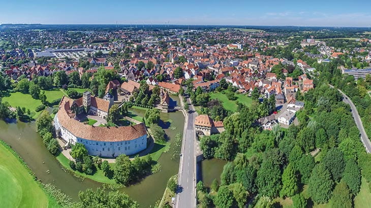 A view over the rooftops of Schweinfurt, Germany